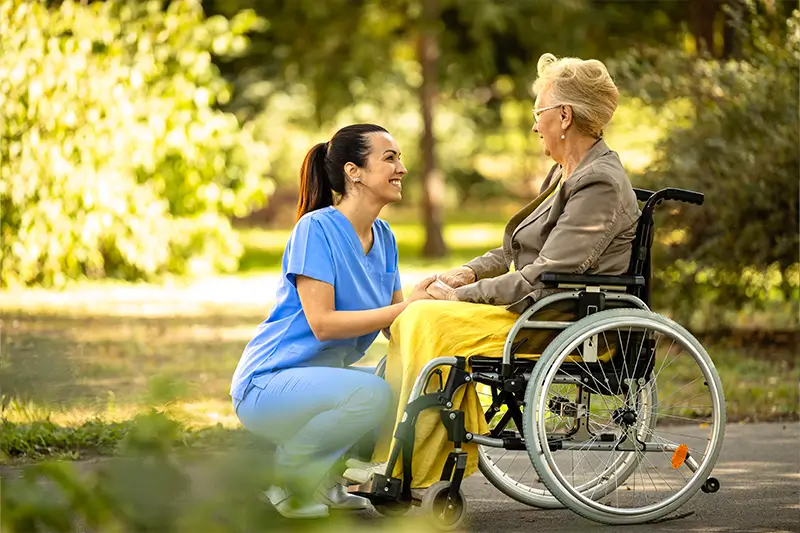 Registered nurse visiting a client at home in the Redlands